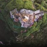 Aerial view of Adam's Peak and temple