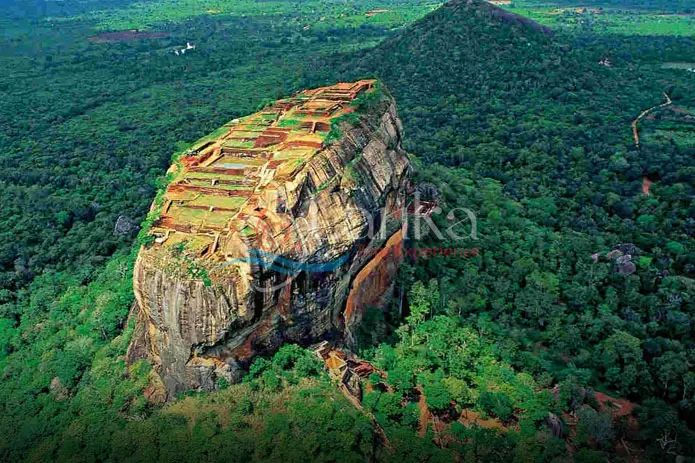 Aerial view from above of Sigiriya