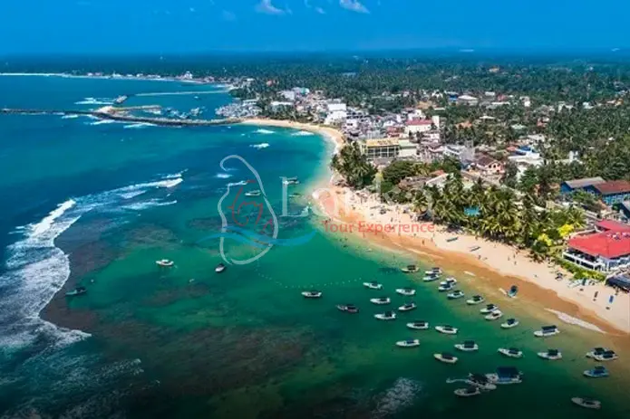 Aerial. Hikkaduwa beach. Sri Lanka