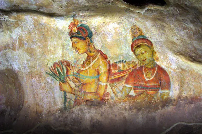 Arte murale a Sigiriya, un'antica fortezza rocciosa